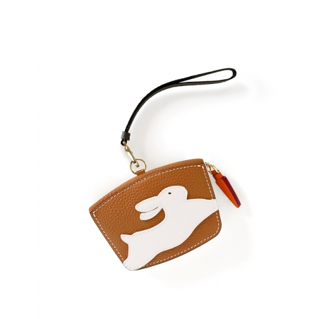 'En L'Air Monnaie Lièvre' Porte Monnaie Cuir Nappa Cognac
