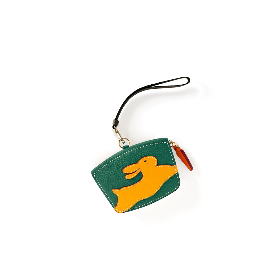 'En L'Air Monnaie Lièvre' Porte Monnaie Cuir Nappa Vert Pin