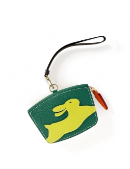 'En L'Air Monnaie Lièvre' Nappa Leather Wallet Vert Pin