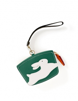 'En L'Air Monnaie Lièvre' Porte Monnaie Cuir Nappa Vert Pin
