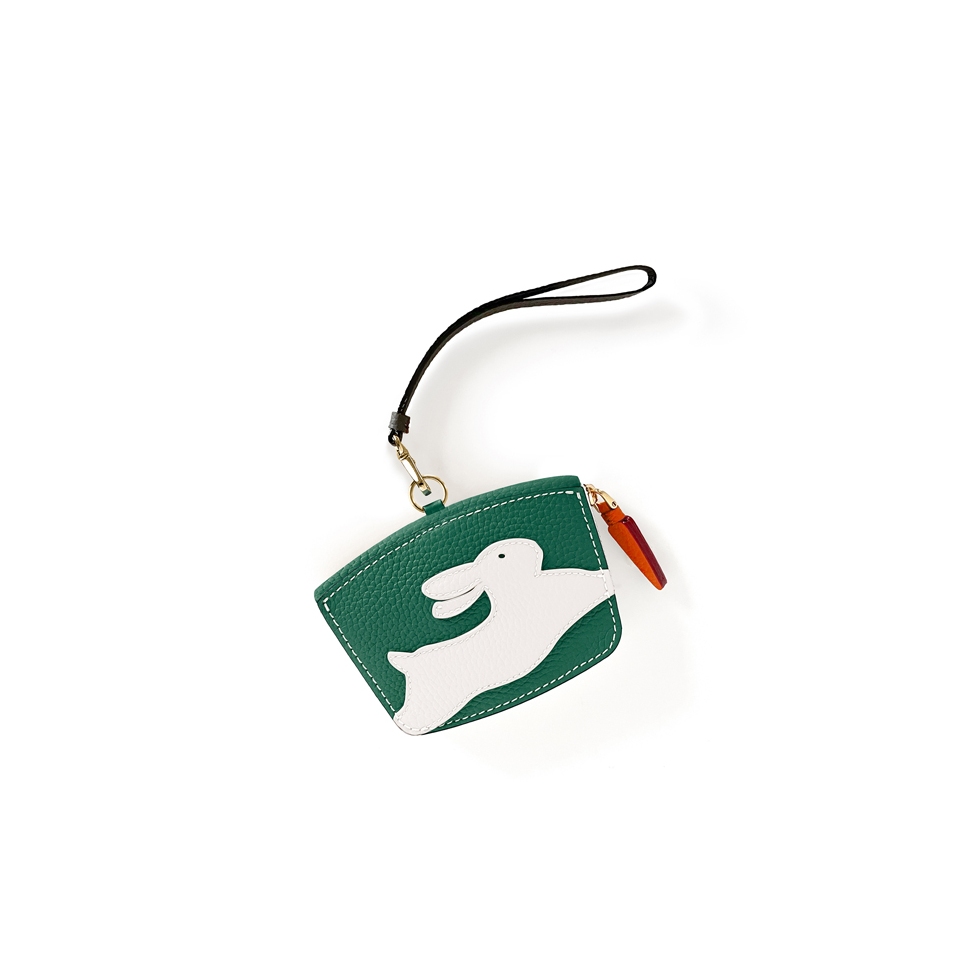 'En L'Air Monnaie Lièvre' Porte Monnaie Cuir Nappa Vert Pin