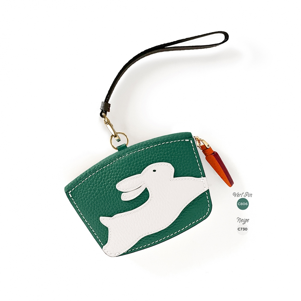 'En L'Air Monnaie Lièvre' Porte Monnaie Cuir Nappa Vert Pin