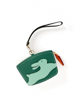 'En L'Air Monnaie Lièvre' Nappa Leather Wallet Vert Pin