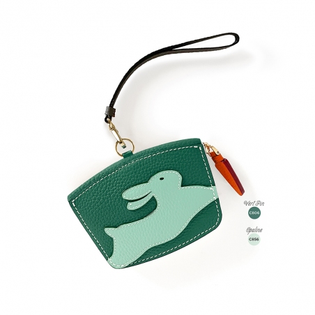 'En L'Air Monnaie Lièvre' Nappa Leather Wallet Vert Pin