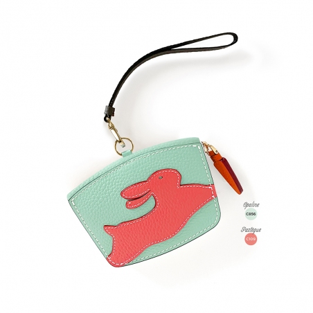 'En L'Air Monnaie Lièvre' Porte Monnaie Cuir Nappa Opaline