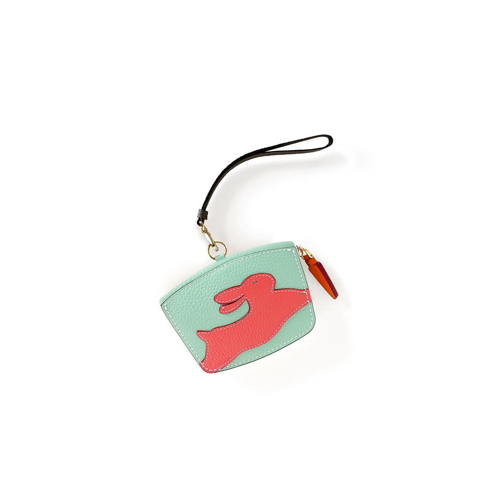 'En L'Air Monnaie Lièvre' Porte Monnaie Cuir Nappa Opaline