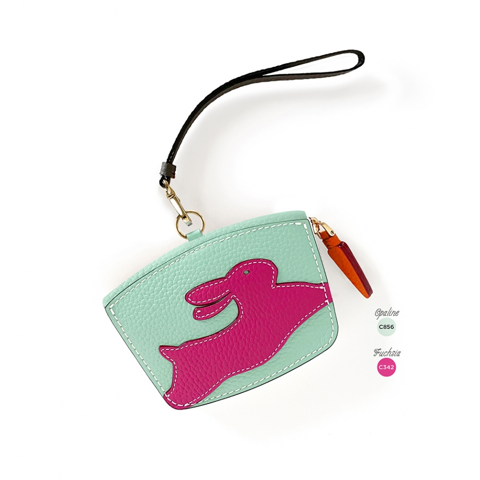 'En L'Air Monnaie Lièvre' Porte Monnaie Cuir Nappa Opaline