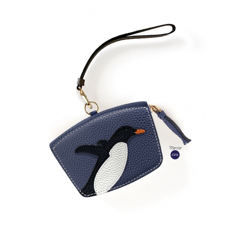 'En L'Air Monnaie Pingouin'  Nappa Leather Wallet Navy Blue