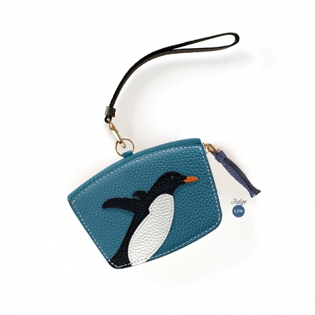 'En L'Air Monnaie Pingouin' Porte Monnaie Cuir Nappa Indigo