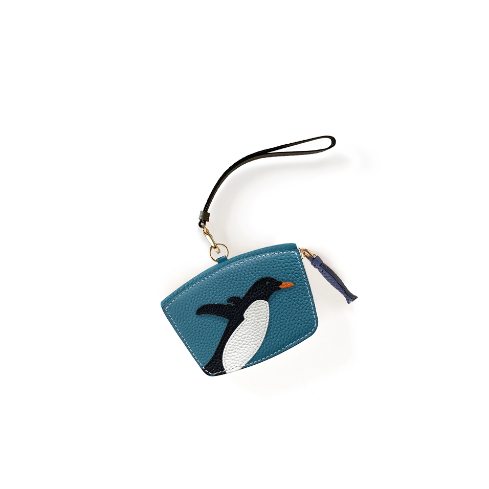 'En L'Air Monnaie Pingouin' Porte Monnaie Cuir Nappa Indigo
