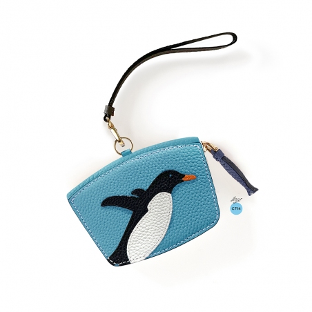 'En L'Air Monnaie Pingouin'  Nappa Leather Wallet Sky Blue