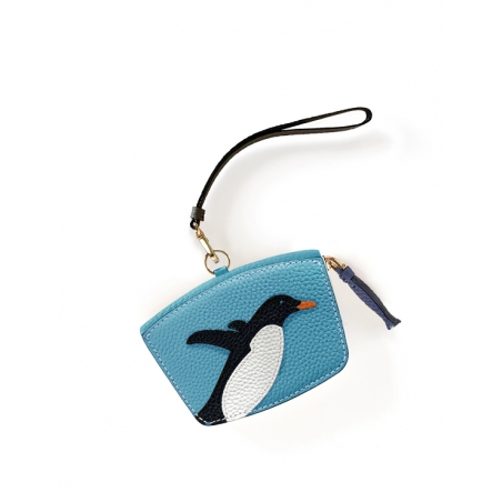 'En L'Air Monnaie Pingouin'  Nappa Leather Wallet Sky Blue