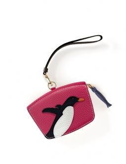 'En L'Air Monnaie Pingouin' Porte Monnaie Cuir Nappa Fuchsia