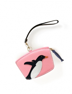 'En L'Air Monnaie Pingouin' Porte Monnaie Cuir Nappa Rose Poudré