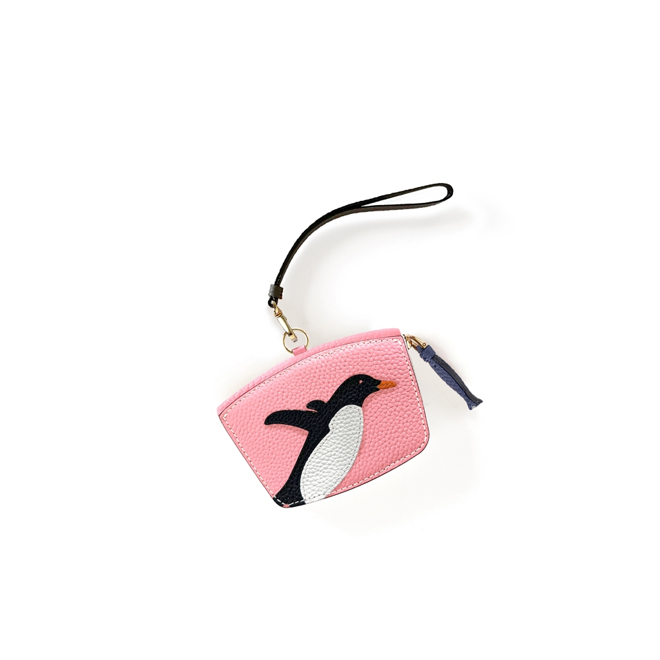 'En L'Air Monnaie Pingouin' Porte Monnaie Cuir Nappa Rose Poudré