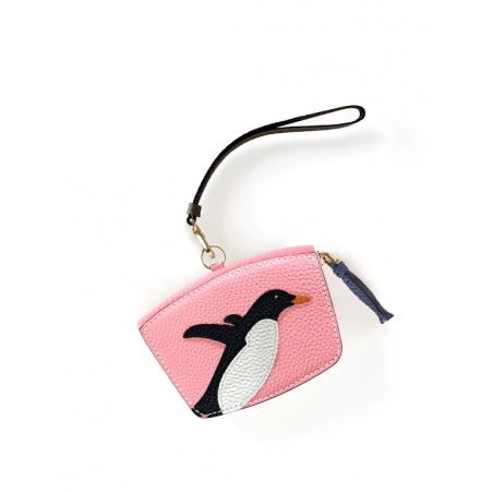 'En L'Air Monnaie Pingouin' Porte Monnaie Cuir Nappa Rose Poudré