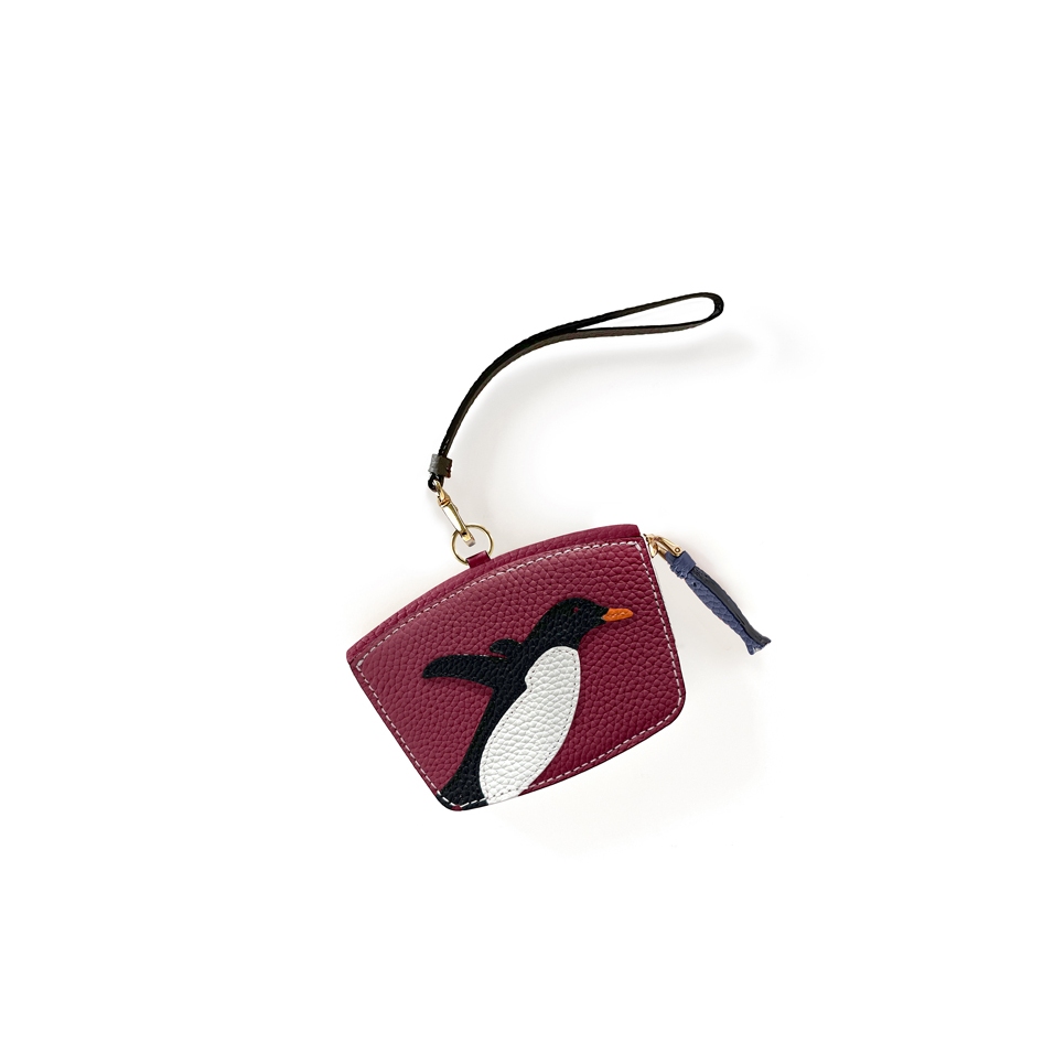 En L'Air Monnaie Pingouin'  Nappa Leather Wallet Dark Red