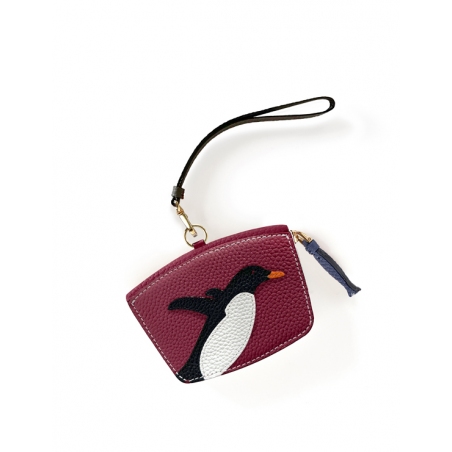 En L'Air Monnaie Pingouin'  Nappa Leather Wallet Dark Red