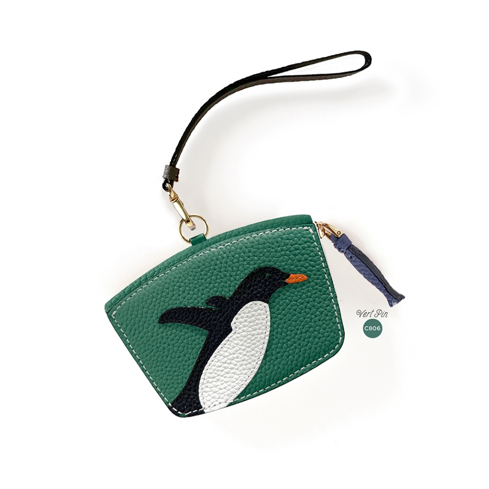 'En L'Air Monnaie Pingouin' Porte Monnaie Cuir Nappa PaVert Pinille
