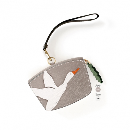 'En L'Air Monnaie Oie' Nappa Leather Wallet Pearl Grey