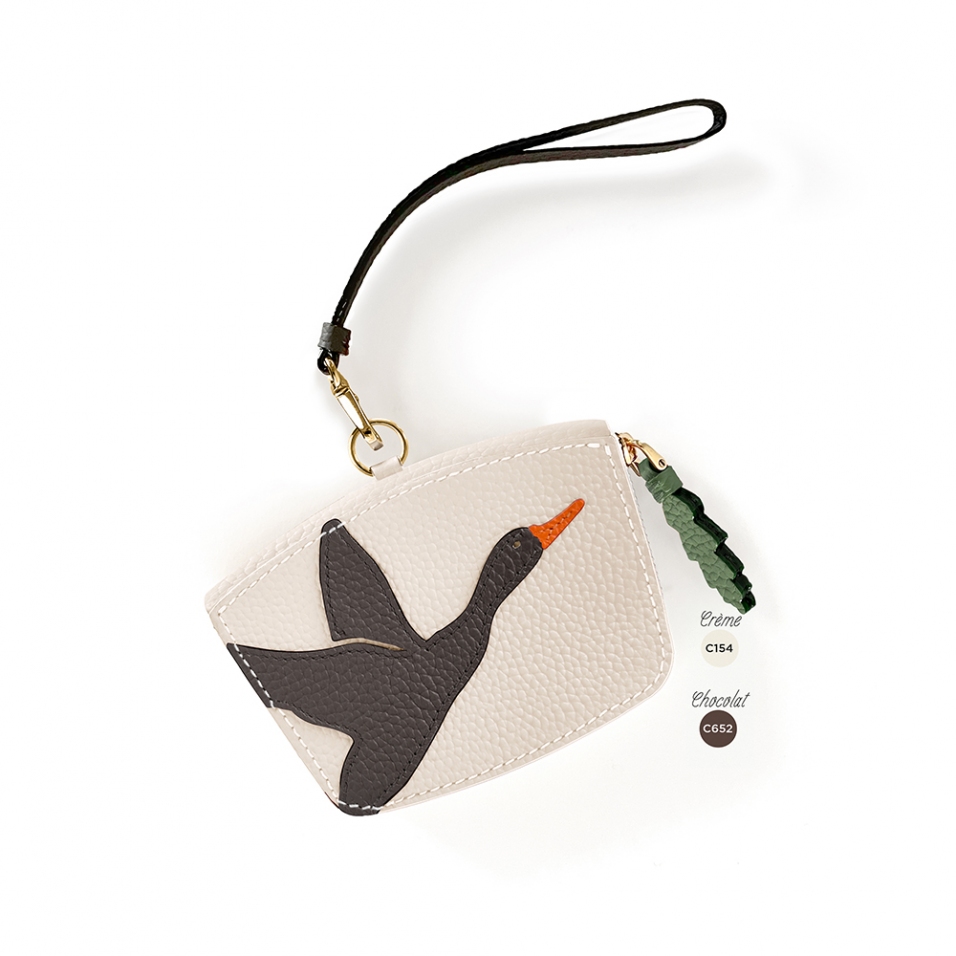 'En L'Air Monnaie Oie' Nappa Leather Wallet Cream