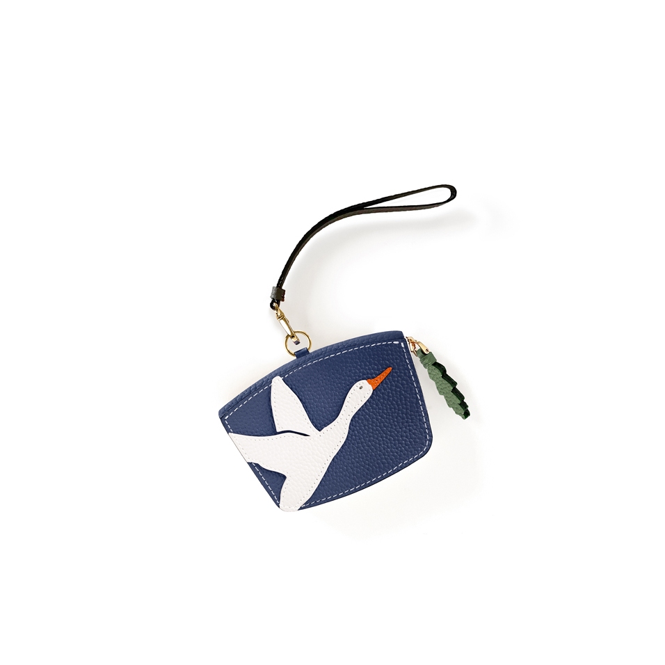'En L'Air Monnaie Oie' Nappa Leather Wallet Navy Blue