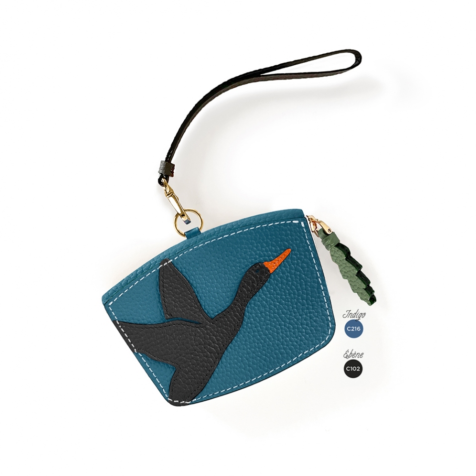 'En L'Air Monnaie Oie' Porte Monnaie Cuir Nappa Indigo