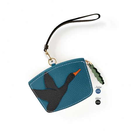 'En L'Air Monnaie Oie' Porte Monnaie Cuir Nappa Indigo