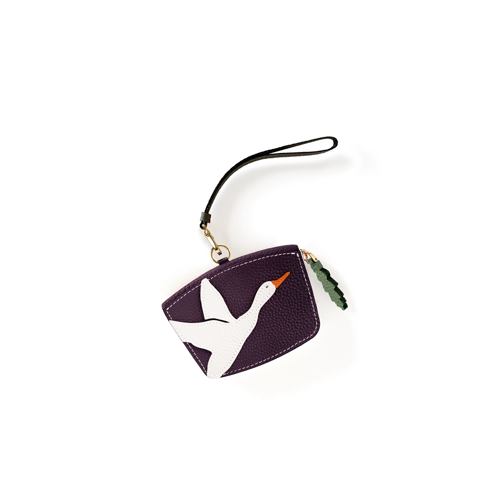 'En L'Air Monnaie Oie' Nappa Leather Wallet Dark Purple