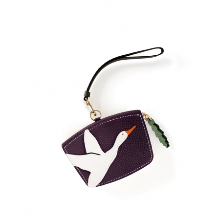 'En L'Air Monnaie Oie' Nappa Leather Wallet Dark Purple