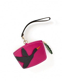 'En L'Air Monnaie Oie' Porte Monnaie Cuir Nappa Fuchsia