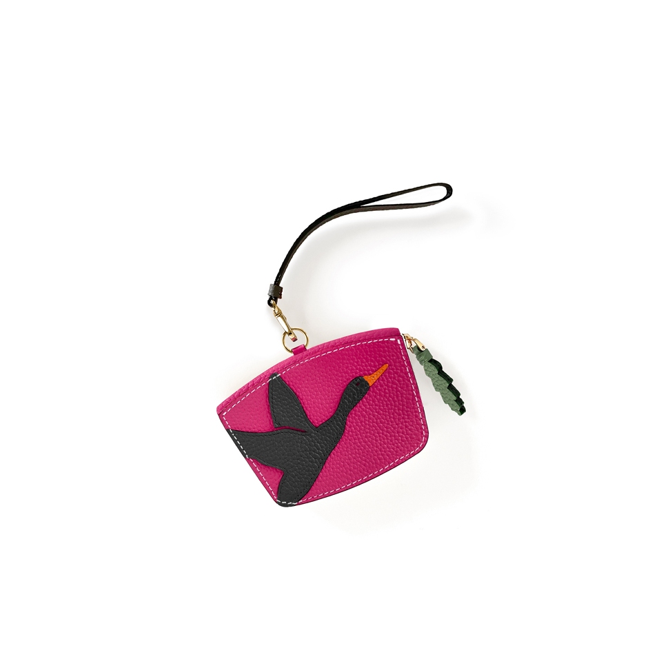 'En L'Air Monnaie Oie' Porte Monnaie Cuir Nappa Fuchsia