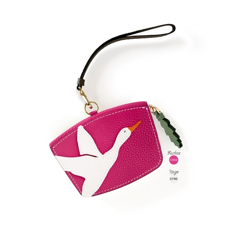 'En L'Air Monnaie Oie' Porte Monnaie Cuir Nappa Fuchsia