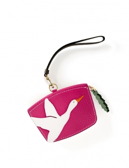 'En L'Air Monnaie Oie' Porte Monnaie Cuir Nappa Fuchsia