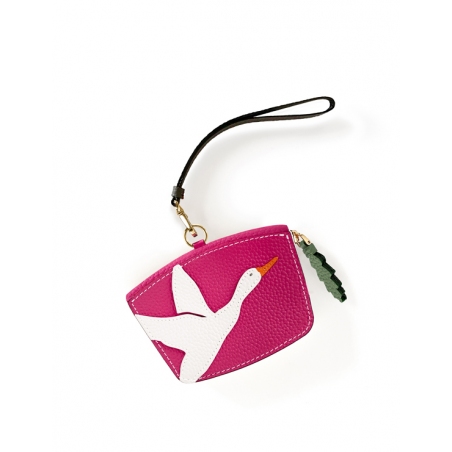 'En L'Air Monnaie Oie' Porte Monnaie Cuir Nappa Fuchsia