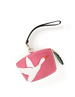 'En L'Air Monnaie Oie' Porte Monnaie Cuir Nappa Rose
