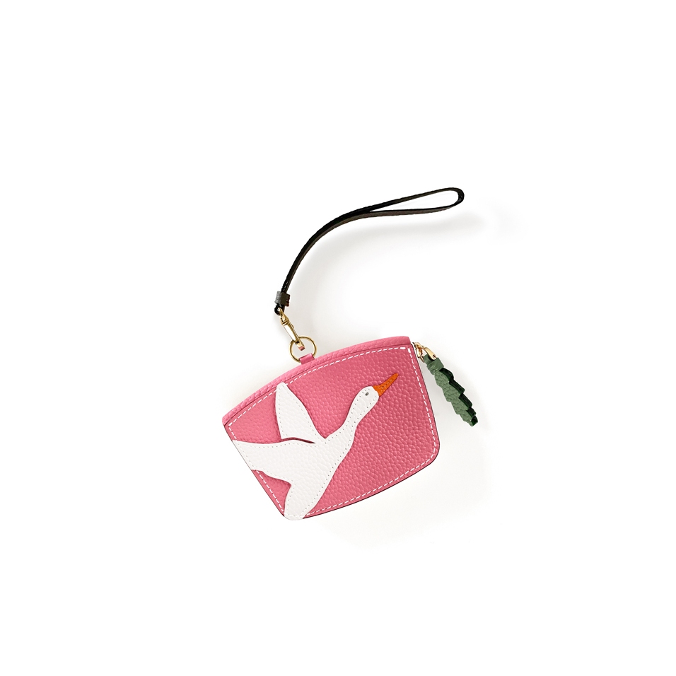 'En L'Air Monnaie Oie' Porte Monnaie Cuir Nappa Rose