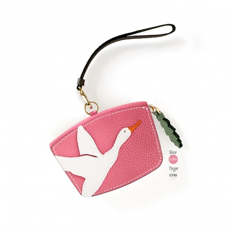 'En L'Air Monnaie Oie' Nappa Leather Wallet Rose