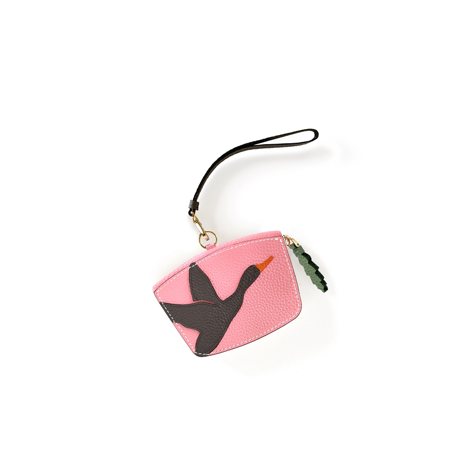 'En L'Air Monnaie Oie' Porte Monnaie Cuir Nappa Rose Poudré