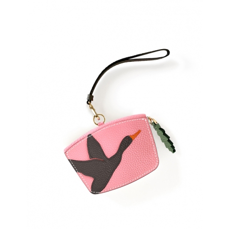 'En L'Air Monnaie Oie' Porte Monnaie Cuir Nappa Rose Poudré