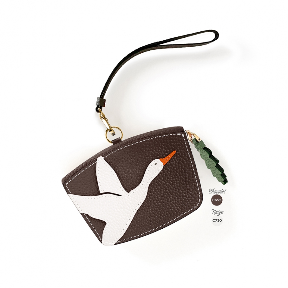 'En L'Air Monnaie Oie' Porte Monnaie Cuir Nappa Chocolat