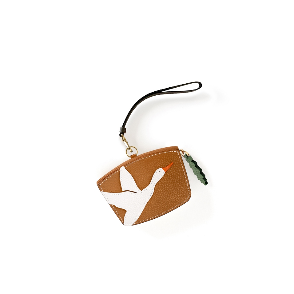 'En L'Air Monnaie Oie' Porte Monnaie Cuir Nappa Cognac
