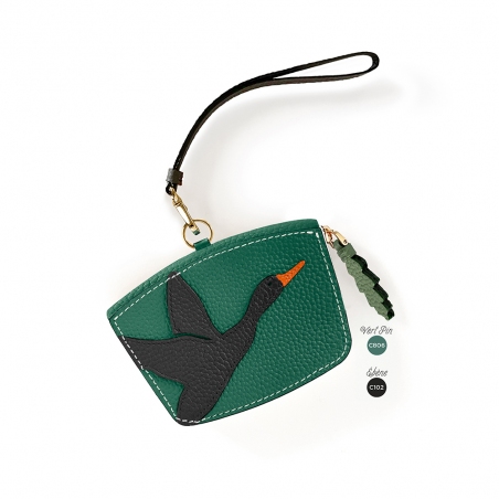 'En L'Air Monnaie Lièvre' Nappa Leather Wallet Vert Pin