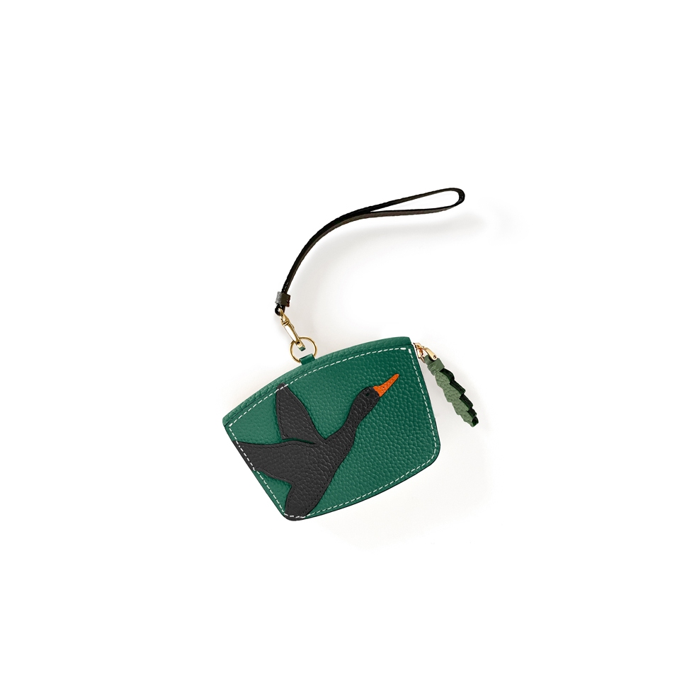 'En L'Air Monnaie Oie' Porte Monnaie Cuir Nappa Vert Pin