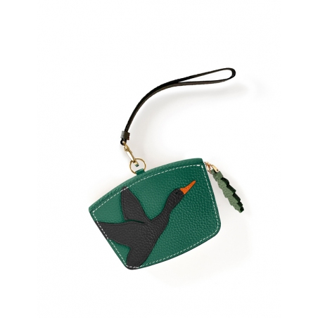 'En L'Air Monnaie Oie' Porte Monnaie Cuir Nappa Vert Pin