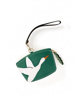 'En L'Air Monnaie Lièvre' Nappa Leather Wallet Vert Pin