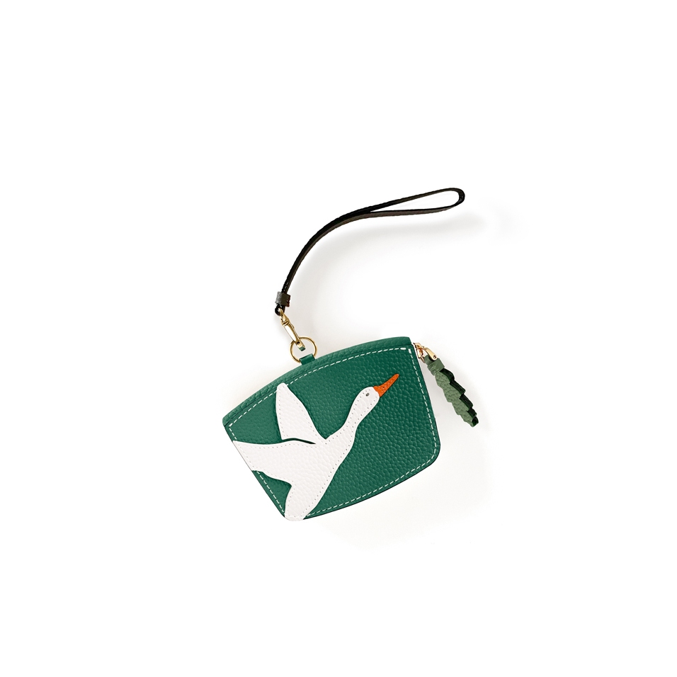 'En L'Air Monnaie Oie' Porte Monnaie Cuir Nappa Vert Pin