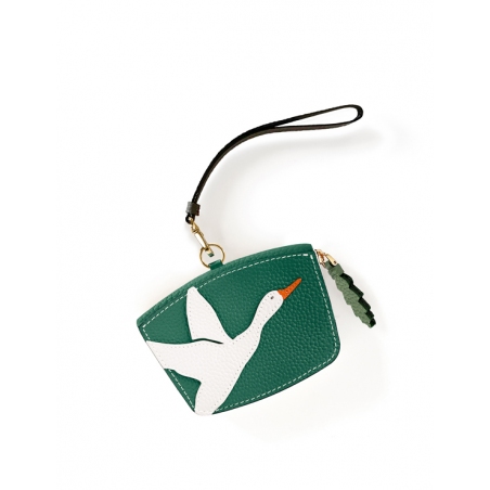 'En L'Air Monnaie Lièvre' Nappa Leather Wallet Vert Pin