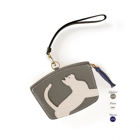 'En L'Air Monnaie Chat'  Nappa Leather Wallet Black