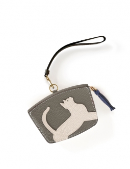 'En L'Air Monnaie Chat'  Nappa Leather Wallet Black